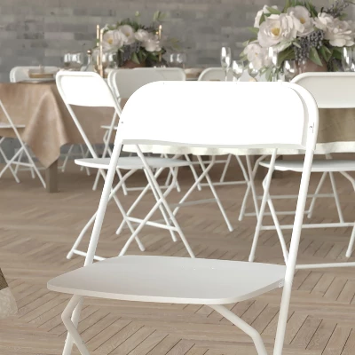 Emma And Oliver 4 Pack Of All-Weather, Extra Wide Contoured Plastic Folding Chairs With Metal Frame And 650 Lb. Static Weight Capacity 16 Emma And Oliver 4 Pack Of All-Weather, Extra Wide Contoured Plastic Folding Chairs With Metal Frame And 650 Lb. Static Weight Capacity - Image 14