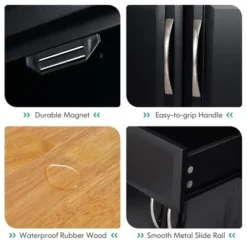 Costway 4-Door Rolling Kitchen Island Cart Buffet Cabinet W/ Towel Racks Drawers WhiteBlack -Baxton Home Shop GUEST 40d6e22c eda3 46f4 8335 f63db5ab5e48