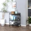 HOMCOM 24" 3-Tier Rolling Kitchen Cart, Utility Storage Trolley With 2 Basket Drawers, Side Hooks For Dining Room -Baxton Home Shop GUEST 410ebf55 b9f7 4f5c a23d a9222751d54c