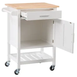 Sage Wood Kitchen Cart White - CorLiving -Baxton Home Shop GUEST 413293dc 24b0 4e72 a8a8 dfaf31f26388