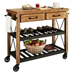 Roots Rack Industrial Kitchen Cart Wood/Natural - Crosley -Baxton Home Shop GUEST 41b93942 4ea1 40a6 8eb2 b1efdf669cb8