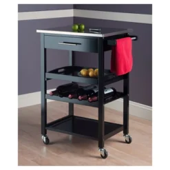 Anthony Stainless Steel Top Kitchen Cart Wood/Black - Winsome -Baxton Home Shop GUEST 424356c5 f670 4cbd a02b 895c7979a124