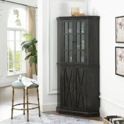 Home Source Enclosed Charcoal Corner Cabinet -Baxton Home Shop GUEST 425a9222 c243 49c0 9a8a af30485e3b7e