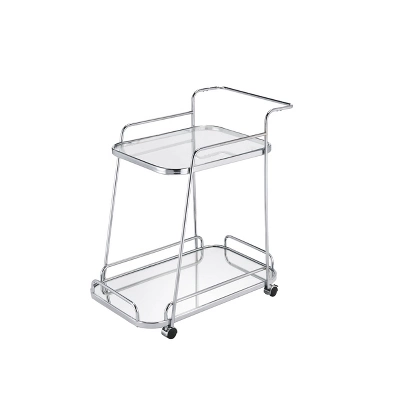 30" Aegis Clear Glass Serving Cart Chrome Finish - Acme Furniture 4 30" Aegis Clear Glass Serving Cart Chrome Finish - Acme Furniture - Image 2