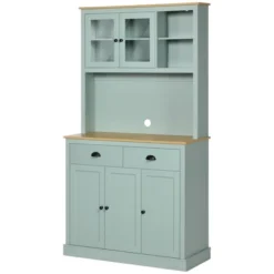 HOMCOM 71" Freestanding Pantry, Kitchen Buffet With Hutch, Modern Storage Cabinet With Drawers, Glass Doors, And Adjustable Shelves, Light Blue -Baxton Home Shop GUEST 434084a9 cb5f 4683 9acd e62aeeeaf320