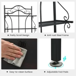 Costway 5-Tier Metal Kitchen Bakers Rack Microwave Storage Rack Oven Stand With Wine Organizer -Baxton Home Shop GUEST 43bd73a8 ef85 4a87 8684 000c1e4425a9