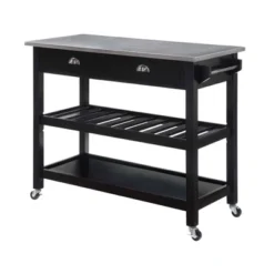 American Heritage 3 Tier Stainless Steel Kitchen Cart With Drawers - Breighton Home -Baxton Home Shop GUEST 444e0337 5825 41c0 b353 135c2fe64dfd