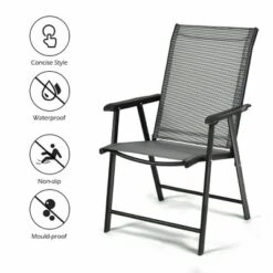 Costway 2PCS Folding Chairs Steel Frame Patio Garden Outdoor W/ Armrest & Footrest -Baxton Home Shop GUEST 448e10cf aed8 4aab a11d 119ed132fa30