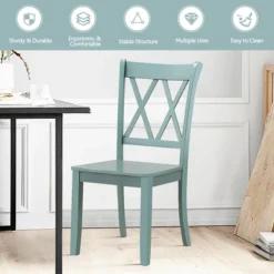 Costway Set Of 2 Wood Dining Chair Cross Back Dining Room Side Chair Mint Green Home Kitchen -Baxton Home Shop GUEST 457219d0 00f0 42a8 a7a9 5a0ce8f9f017