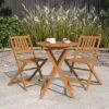 Merrick Lane Three Piece Solid Acacia Wood Folding Patio Bistro Set With Lightweight Round Table And Two Chairs, Natural -Baxton Home Shop GUEST 4606e02f 520d 4b93 908d c4e109c77441