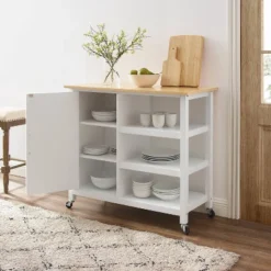 Tristan Open Kitchen Island Cart White/Natural - Crosley -Baxton Home Shop GUEST 46aa0b93 9669 4733 a7cc 4ed843a6da6f
