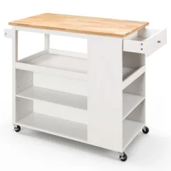 Costway Kitchen Island Trolley Cart On Wheels With Storage Open Shelves & Drawer White/Brown -Baxton Home Shop GUEST 46b8f399 4959 4d4b 8bc4 77a9969b824d