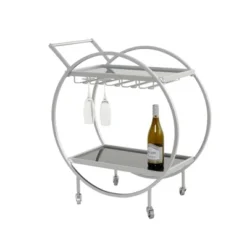 Contemporary Metal Round Bar Cart - Olivia & May -Baxton Home Shop GUEST 472f2f02 a452 49e4 9cd5 9747420d45cd