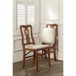 2pc Queen Anne Folding Chairs Cherry - Stakmore -Baxton Home Shop GUEST 47c934b7 e381 48a6 982f 259985e746dd