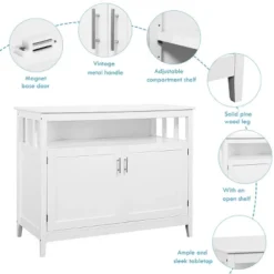 Costway Modern Kitchen Storage Cabinet Buffet Server Table 36" Sideboard Dining Wood White -Baxton Home Shop GUEST 484cf5a6 3e75 4df6 a1c1 00bb6dec7a7c