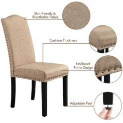 Yaheetech Set Of 2 Fabric Upholstered Classic Tall Back Dining Chair -Baxton Home Shop GUEST 48583c14 ca88 4492 bad5 18fa02e60571