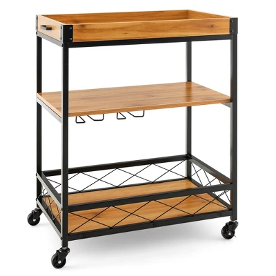 Costway 3-Tier Kitchen Cart Island Rolling Rack Serving Trolley Detachable Top & Glass Holder 11 Costway 3-Tier Kitchen Cart Island Rolling Rack Serving Trolley Detachable Top & Glass Holder - Image 9