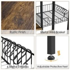 Yaheetech 5-Tier 56" H Baker’s Rack With Wire Basket & Power Outlets, Rustic Brown -Baxton Home Shop GUEST 49242dd9 ba1b 4616 a515 0d9a2f0eecae