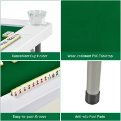 Costway 35'' 4-Player Mahjong Card Game Portable Folding Table W/Cup & Coin Holder -Baxton Home Shop GUEST 4939b6a8 6792 4a8e 8902 7b31b4310ec0