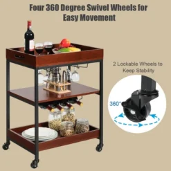 Costway 3 Tier Trolley Cart Kitchen Island Serving Bar Cart W/ Glass Holder & Wine Rack -Baxton Home Shop GUEST 494bb522 e40f 429c aea8 3bcef80fb115