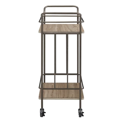 Wilkin Bronze Finish And Wood Straight Lines Bar Cart Bronze/Walnut - Inspire Q 6 Wilkin Bronze Finish And Wood Straight Lines Bar Cart Bronze/Walnut - Inspire Q - Image 4