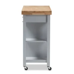 Hayward Coastal And Farmhouse Natural Wood Kitchen Cart White, Light Brown - Baxton Studio -Baxton Home Shop GUEST 498235f9 0741 4c44 8350 d1d7ae902355