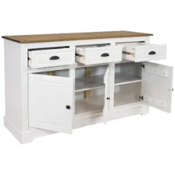 Sunnydaze Decor Sunnydaze Sideboard With 3 Drawers And 3 Doors - Solid Pine Construction - White - 32" -Baxton Home Shop GUEST 4a1ae096 3487 4b94 8f5a b5ec5be4ea7f