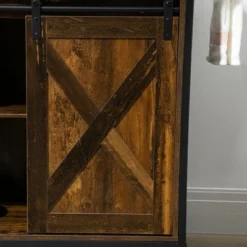 HOMCOM Rustic Farmhouse Kitchen Cart, Rolling Storage Island With Adjustable Shelf, Two Drawers, Sliding Barn Door Cabinet And Towel Rack 11 HOMCOM Rustic Farmhouse Kitchen Cart, Rolling Storage Island With Adjustable Shelf, Two Drawers, Sliding Barn Door Cabinet And Towel Rack -Baxton Home Shop GUEST 4aa79a00 2f6a 4a6b 9da8 c55be39208d8