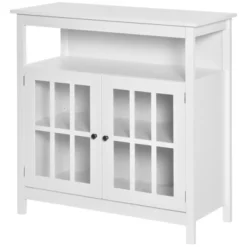 HOMCOM Kitchen Sideboard, Storage Buffet Cabinet With Open Shelf, Glass Door Cabinet And Adjustable Shelf For Living Room, White -Baxton Home Shop GUEST 4aeedec3 0b4f 4fe1 909e 283a1c03a0e1