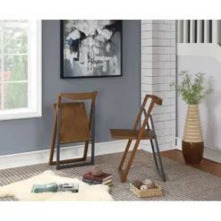 2pk Sydney Folding Chairs Wire Brush Chestnut - Boraam -Baxton Home Shop GUEST 4b7f5b1c d97e 4f11 a62d 27f4128e89b2