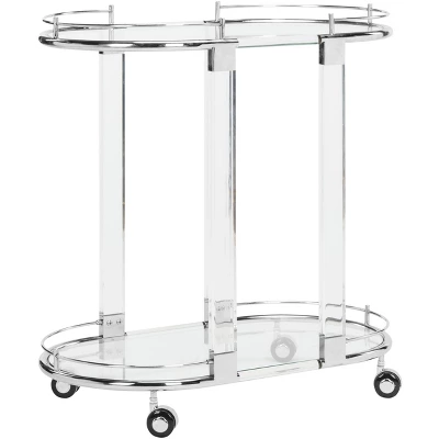 Lennon Acrylic Bar Trolley - Chrome - Safavieh 5 Lennon Acrylic Bar Trolley - Chrome - Safavieh - Image 3