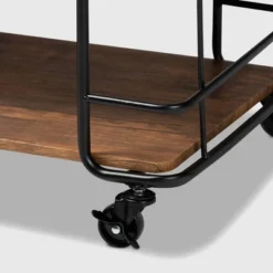 Neal Metal And Wood Kitchen Serving Cart Walnut/Black - Baxton Studio -Baxton Home Shop GUEST 4d9600ee e89e 4412 9c4f 7205fb96cbf8