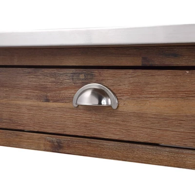 Sonoma Kitchen Cart With Stainless Steel Top Wire Brush Barnwood Brown - Boraam 8 Sonoma Kitchen Cart With Stainless Steel Top Wire Brush Barnwood Brown - Boraam - Image 6