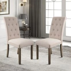 Set Of 2 Aristocratic Solid Wood Tufted Dining Chair-ModernLuxe -Baxton Home Shop GUEST 4d9e8bcb 13d0 44a8 bfe8 b793c51aa68d