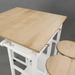 Square Hardwood Drop Leaf Table Top Breakfast Cart Natural/White - Flora Home -Baxton Home Shop GUEST 4e661a27 40b6 49b6 84b8 2a9a57282c6a