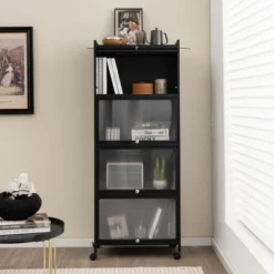 Costway 5-Tier Kitchen Baker's Rack Storage Cabinet Mobile Microwave Stand Flip-up Doors -Baxton Home Shop GUEST 4ef7e047 fafc 4341 95b5 b8a36993ef18