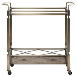 Evelyn Metal And Glass Bar Cart Antique Brass - Inspire Q