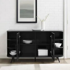 Mid-Century Modern Glass Double Door Curved Sideboard - Saracina Home -Baxton Home Shop GUEST 4fda4073 3ab4 4dc1 9d2b 29da563a6ed9