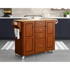 Create - A - Cart Kitchen Cart With Natural Top Cherry - Homestyles -Baxton Home Shop GUEST 500348cf 5f5f 46f9 b704 da4b14ca3f92