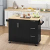Yaheetech Rolling Kitchen Cart Kitchen Island With Storage Cabinet