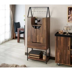 Meluse Multi Storage Wine Cabinet Light Hickory - HOMES: Inside + Out -Baxton Home Shop GUEST 50e3a919 d1eb 4a14 8509 1811d8136d7a