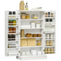 HOMCOM 41" Kitchen Pantry, 2-Door Kitchen Cabinet With 5-tier Storage Shelving, 12 Spice Racks And Adjustable Shelves For Dining Room -Baxton Home Shop GUEST 5103e86a 1f5b 44a6 903e 36dd324856af