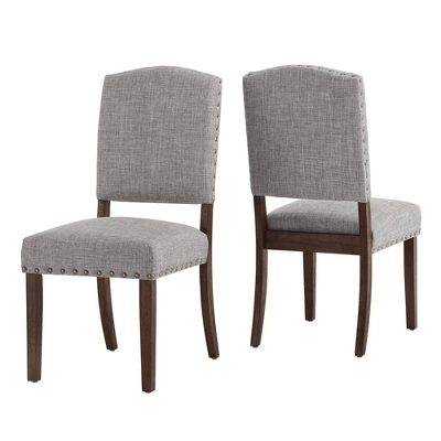 Set Of 2 Iverson Nailhead Trim Brown Finish Linen Side Chairs - Inspire Q 9 Set Of 2 Iverson Nailhead Trim Brown Finish Linen Side Chairs - Inspire Q - Image 7