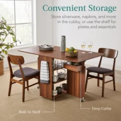 Best Choice Products Multipurpose Folding Table W/ Built-in Wheels, 3 Storage Shelves, Cubby, Carrying Handle -Baxton Home Shop GUEST 5141e84d bf19 4c65 a944 35fbacd4284d