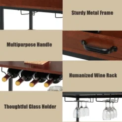 Costway 3 Tier Trolley Cart Kitchen Island Serving Bar Cart W/ Glass Holder & Wine Rack -Baxton Home Shop GUEST 51adf37c c557 4f1d b61d 3db19b1d728a