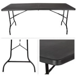 Folding Table Set - Set Of 2 Lightweight Portable Tables - 6-Foot-Long Plastic Tabletops For Camping, Parties, And Dining By Everyday Home (Black) -Baxton Home Shop GUEST 51cface2 2d8c 4dc0 a42e e75c7bfa7dcf