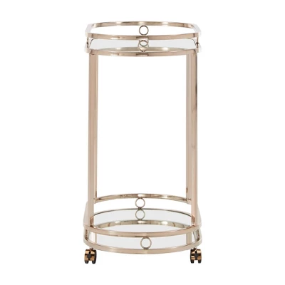Bartram Oval Bar Cart Champagne Gold - Inspire Q 4 Bartram Oval Bar Cart Champagne Gold - Inspire Q - Image 2