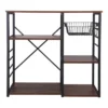 Wood And Metal Bakers Rack With 4 Shelves And Wire Basket Brown/Black - Benzara 1 Wood And Metal Bakers Rack With 4 Shelves And Wire Basket Brown/Black - Benzara -Baxton Home Shop GUEST 525291d8 e66c 4508 a005 1702474d8aa4