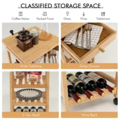 Costway Rolling Kitchen Island Utility Trolley Cart W/Drawer & Wine Rack -Baxton Home Shop GUEST 52856a2c fc40 4bb1 8314 ee2ea9f5ea24