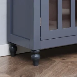 HOMCOM Modern Kitchen Sideboard, Buffet Cabinet With Storage, Adjustable Shelves For Living Room, Study, 3 Glass Doors, Gray -Baxton Home Shop GUEST 52fa6448 c991 40fc bfef 25b3d3165a60